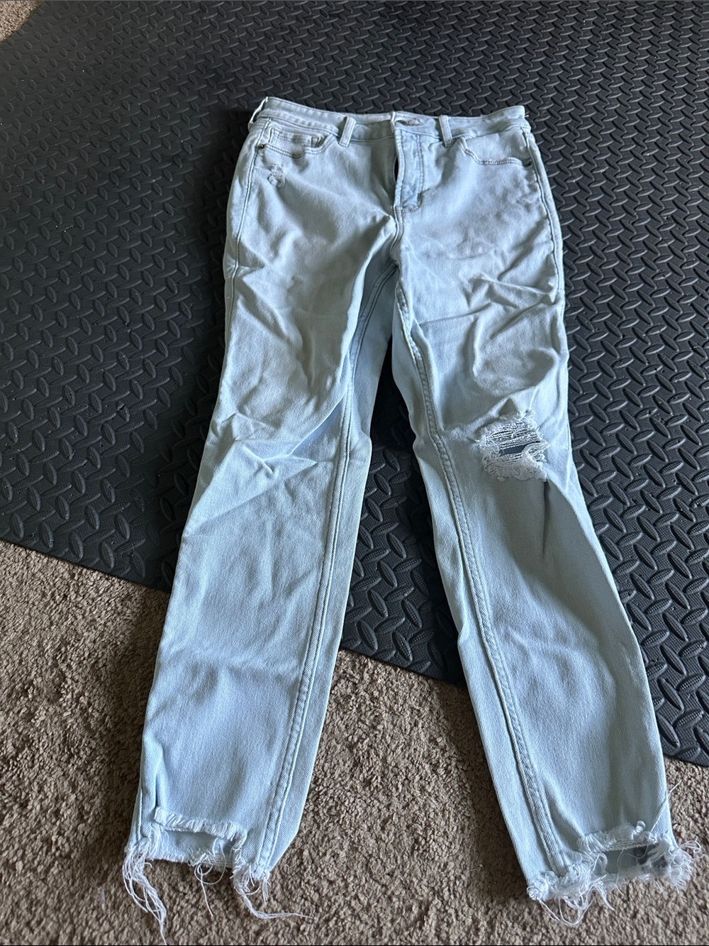 Old Navy Light Blue Straight Leg Distressed Jeans